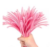 Pipe Cleaners Colorful Chenille Stems Pipe Cleaner Plush Tinsel Stem Wired Stick Twist Hair Strip DIY Handmade Craft Educational Toy(Pink,100PCS)
