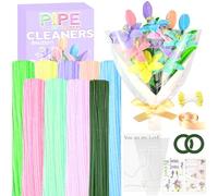 Pipe Cleaners Craft Kit 8 Assorted Colors Pipe Cleaners Bulk Flower Making Kit Chenille Stems DIY Arts and Crafts Supplies for Kids Adults Creative Bouquet Festival Home Decor Toys Gifts, Lily