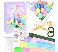 Pipe Cleaners Craft Kit 8 Assorted Colors Pipe Cleaners Bulk Flower Making Kit Chenille Stems DIY Arts and Crafts Supplies for Kids Adults Creative Bouquet Festival Home Decor Toys Gifts, Tulip