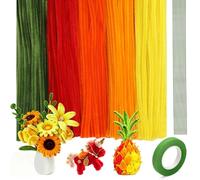 Pipe Cleaners for Craft, 300PCS Coloured Chenille Stems, Different Orange Pipe Cleaner with 10 Iron Wires and 1 Ribbon, Fuzzy Sticks Craft Supplies for School Projects DIY or Classroom Decorations