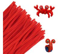 Pipe Cleaners for Craft, 30cm Long Craft Pipe Cleaners, Red Pipecleaners, DIY Chenille Stems Pipe Cleaners for Halloween Xmas Craft Creative Handmade Decoration - 100 Pcs