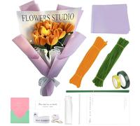 Pipe Cleaners for Craft, Colourful Flexible Chenille Stems Including Flower Rod, Tape,Craft Glue, Ribbon, Craft Supplies for DIY Tulip Bouquet for Valentine's Day Anniversary Mother's Day (Yellow)