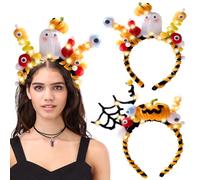 Pipe Cleaners for Crafts, Halloween Pipe Cleaner Craft Set with Hair Bands, LED Fairy Lights, Wiggly Eyes, Pipe Cleaners for Crafts, Colourful Pipe Cleaner, Headband for Halloween, DIY Crafts
