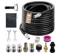 Pipe Cleaning Hose Set 10 m, 400 Bar 140 °C, with Adapter and Nozzles, Universal Pipe Cleaning Set, Compatible with Kärcher K2-K7, Bosch Pressure Washer, for Clogging and Cleaning the Drain