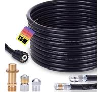 Pipe Cleaning Hose Set 15 m, 240 Bar Including M22 Adapter, Nozzles Rigid + Rotating for Kränzle Kärcher K2, K3, K4, K5, K6, K7 Pressure Washer Universal Pipe Cleaning Set High Pressure Hose