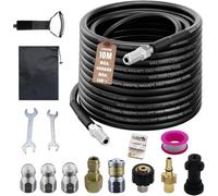 Pipe Cleaning Hose Set 400 bar 140 °C, Universal Drain Cleaning Set with Adapter and Nozzles, Compatible with Standard Pressure Washers, for Pipe Cleaning and Drain Clogging (150, cm)