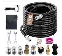 Pipe Cleaning Hose Set, Universal Pipe Cleaning Set with Adapter, Nozzles, Insulation Tape Bag, Compatible with Kärcher k2-K7, Bosch Pressure Washer for Clogging and Cleaning the Drain (15 m)