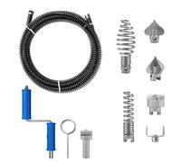 Pipe Cleaning Spiral 5 m Spiral φ 12 mm with 6 Pieces Drain Cleaner Cutting Head & Hand Tool, Professional Drain Unblocker Drain Snake for Sewer, Bathroom Drainage,Kitchen Sinks,Toilet