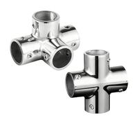 Pipe Coupling - Four-Way Metal Pipe Bracket, Nautical Rail Adapter Attachment, Flexible Structural Compatibility, Strong Ship Handrail Connection for the Stability of the External Barrier Frame D