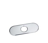 Pipe Cover Decoration, 1PC Faucet Plate Hole Tap Cover Deck Plate Stainless Steel Bathroom Kitchen Sink 160 * 60mm for Most Single Hole Faucet(Round Silver)