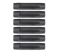 PIPE DECOR 1" x 6" Black Steel Plumbing Pipe, 6-Pack, Pre Cut Connector, Industrial Steel Grey Fits Standard One Inch Threaded Black Malleable Iron Fittings, Build Vintage DIY Furniture