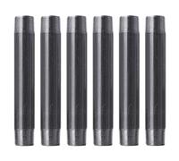 PIPE DECOR 1" x 8" Black Steel Plumbing Pipe, 6-Pack, Pre Cut Connector, Industrial Steel Grey Fits Standard One Inch Threaded Black Malleable Iron Fittings, Build Vintage DIY Furniture