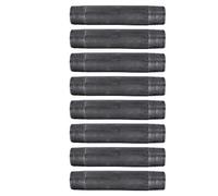 PIPE DECOR 3/4” x 4.5” Black Steel Plumbing Pipe, Pre Cut, Industrial Steel Grey Fits Standard 3/4 Inch Threaded Black Malleable Iron Fittings, Build Vintage DIY Furniture, 8 Pack