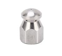 Pipe Dredging Nozzle, 5000PSI High Pressure Washer Nozzle Stainless Steel CleaningJetter Sewer Clog Remover for Sink, Toilet, Drain (Round Head Front 1 Rear 6 Holes G1/4in)