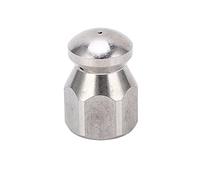 Pipe Dredging Nozzle, 5000PSI High Pressure Washer Nozzle Stainless Steel CleaningJetter Sewer Clog Remover for Sink, Toilet, Drain (Round Head Front 1 Rear 3 Holes G1/4in)