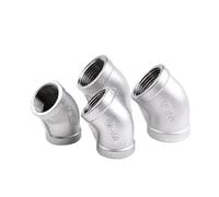 Pipe Elbow Threaded Elbow 1PCS BSP Female 304 Stainless Steel 45 Degree Elbow Threaded Pipe Fitting Connector for Water Oil Ai
