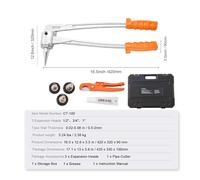 Pipe Expander, Pipe Tube Expander Manual Hydraulic PEX Tubing Expanding with 3 Expansion Heads Pipe Cutter Tool for Copper Pipe Repairing