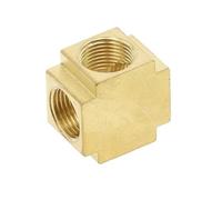 Pipe Fitting Coupler Copper Pipe Joint, BSP Female Thread 3-Way 4-Way Square Pneumatic Hydraulic Pressure Brass Fitting 1pc
