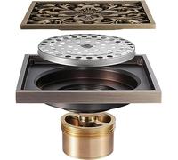 Pipe Fittings Floor Drains Antique Bronze Floor Drain with Drain Cover Grid Pattern Grate & Hair Strainer Deodorant Brass Floor Drain for Bathroom Hotel