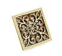 Pipe Fittings Floor Drains Drains 10 cm Square Antique Brass Shower Drain Hair Strainer Art Carved Bathroom Accessories Floor Drain Cover,Low Style