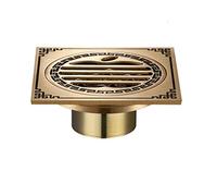 Pipe Fittings Floor Drains Floor Drain-Square Antique Brass Floor Drain with Removable Cover Waste Water Strainer for Bathroom, Kitchen, Veranda and Public Drain Area
