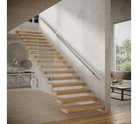 Pipe Handrail 2" OD Round Stair Railings with Wall Brackets Kit, Stainless Steel Brushed Safety Handrail for Indoor Outdoor Stair, Wall Mounted Hand Railings (Size : 3ft/90cm)