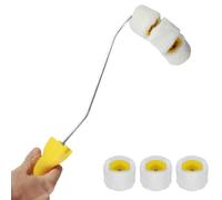 Pipe Paint Roller 3 Wheels Pipe Tube Roller Brush with Acrylic Roller Brush Head Firefighting Pipe Paint Brush Water Pipe Painter Refill for Painting Pipes Tubepoles