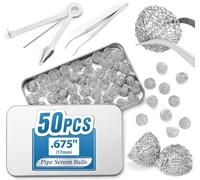 Pipe Screens Ball Filter 50pcs, Included 3-in-1 Cleaning Tool and Tweezer Accessory, 0.67 Inch 17mm Stainless Steel Bowl Mesh Balls with Metal Box