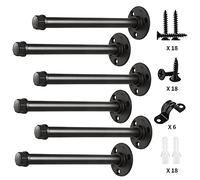 Pipe Shelf Brackets 12 Inch, Industrial Iron Pipe Floating Shelf Bracket Heavy Duty Metal Shelving Brackets for Shelves- 6 Pack Black (12 inch-6 Pack)