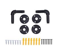 Pipe Shelf Brackets, Iron Black Retro Wall Mounted Clapboard Support Frame Racks Set, Industrial Pipe Design Floating Shelf Bracket with Black Matte Finish, Includes 2 Brackets 4 F