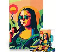Pipe Smoking Mona Lisa Art 1000 Piece Jigsaw Puzzles for Adults Jigsaw Think Toy Home Enjoy Fine Cut Santa Wish Gift (50x75cm)