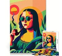 Pipe Smoking Mona Lisa Art 1000 Piece Jigsaw Puzzles for Adults Jigsaw Think Toy Home Enjoy Fine Cut Santa Wish Gift (50x75cm)