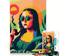 Pipe Smoking Mona Lisa Art Adult Jigsaw Puzzles 1000 Pieces Brain Workout Toy Casual Relax Image Assembly Artistic Gift (38x26cm)