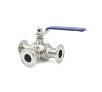 Pipe SS304 Stainless Steel Sanitary 3 Way Ball Valve, for Swimming Pool Full Port Valves Ferrule Tri Clamp Parts(T-Port,45mm Ferrule 64)