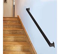 Pipe Stair Handrail, Black Square Stair Handrail - Complete Kit, Staircase Railing Brackets - Hand Rail for Indoor Outdoor External Outside Wall Mount Bannister Support R,8.2ft