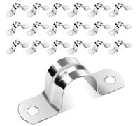 Pipe Strap Clamp,Pack of 20 Pipe Clips Stainless Steel 304 Pipe Strap Clamps for Installing Gas Hose Pipes with 2 Holes Conduit Clamps U Bracket Two Hole Tube Strap for Kitchen,Bathroom Pipes