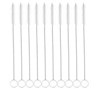 Pipe Tube Brush, 10 pieces Pipe Cleaning Brushes, Nylon Drinking Straws Cleaner Brush, Small Bottle Brush Set, for Washing Narrow Neck Water Bottles Jars Teapot Spout, White, 20 CM