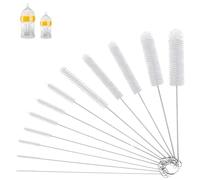 Pipe Tube Brush Pipe Cleaning Brushes, Nylon Drinking Straws Cleaner Brush 12 Pieces set for Washing Kettle Spout, Teapot Nozzle White