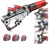 Pipe Tube Polisher Sander, 1100 W Professional Belt Sander Grinding Machine, with 6 Variable Speeds & 5 Sanding Belts for Grinding Wood & Plastic Rust Removal and Finishing Polish 4Roller