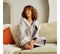 Piped Edge Dressing Gown Flannel Fleece Bathrobe OHS Grey One Size