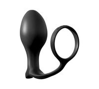 Anal plug with cockring - Depth: 50 mm, Couleur: Black, Rayon: Couple, Width: 110 mm, Length: 170 mm