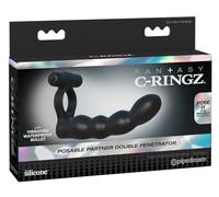 Pipedream Fantasy C-Ringz Posable Partner Double Penetrator Black 17.8 cm