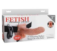 Fetish Fantasy Series - 7" Vibrating Hollow Strap-On with Balls - Vanilla