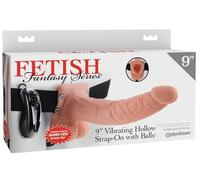 Pipedream Fetish Fantasy Series 9" Vibrating Hollow-Strap-On with Balls Light & Black 24x5.6 cm