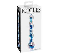 Pipedream Icicles No. 08 Blue Spiral Wave Glass Dildo, Clear