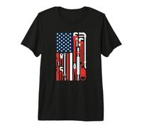 Pipefitter USA Flag Patriotic Skilled Labor Plumber Wrench Premium T-Shirt