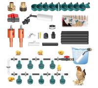 Pipeline Automatic Poultry Waterer System Set (68 Accessories Included),Chicken Duck Goose Water Feeder with 8-Inch SCH,80 1/2" PVC Water Pipes,Quail Water Cup,Ball Valves,Garden Hose,Poultry Waterer