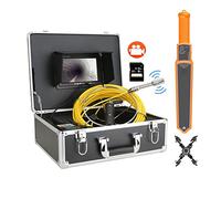 Pipeline Inspection Camera, Sewer Camera 7inch Monitor DVR 22MM Meter Counter 512HZ Pipe Locator Sewer Pipe Inspection Video Camera IP68 HD 1000TVL Camera 12PCS LED Lights(20m)