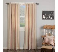 Piper Classics Market Place Red Grain Sack Stripe Panel Curtains, 96" Long, Set of 2 Panels, Farmhouse Style Drape Curtains in Brick Red & Natural Cream Stripes