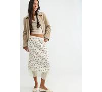 Piper Crinkle Column Midi Skirt at Free People in Ivory Combo, Size: Large - female